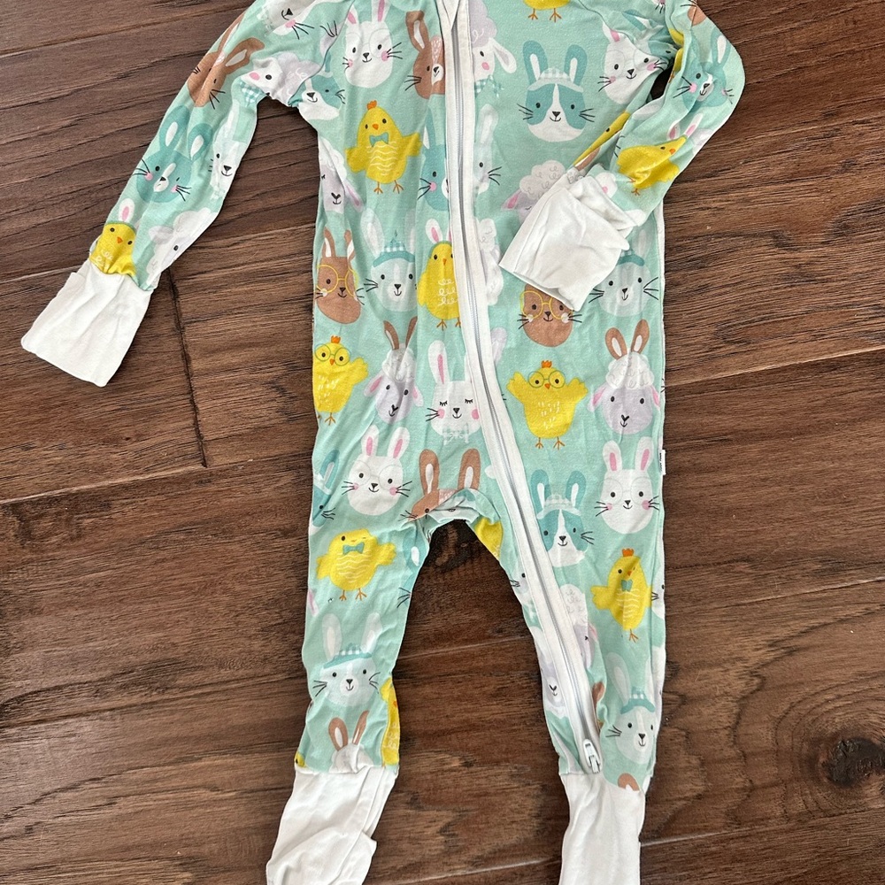 Little Sleepies Mint Bunny & Chick Zipper Footie